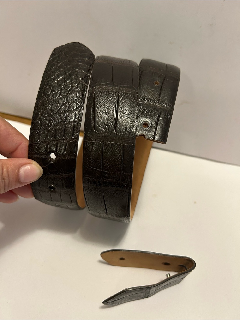 w.kleinberg Genuine Matte Alligator Leather Belt Strap Dark Brown USA Luxury S32